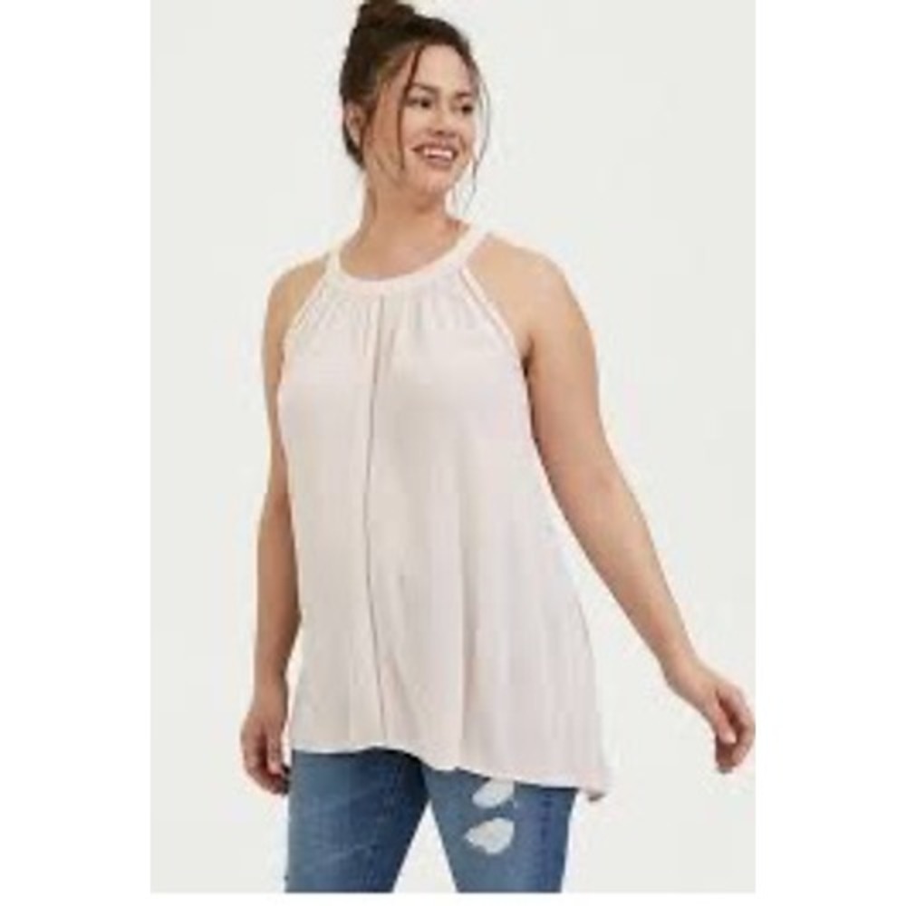 Torrid‎ Plus Size Light Pink Gauze Goddess Neck Tank, Size 0/Large